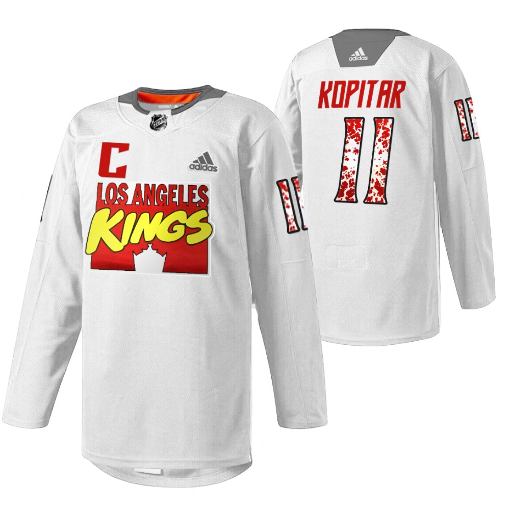 LA Kings Anze Kopitar 2022 Marvel Super Hero Night White Special Warmup Jersey