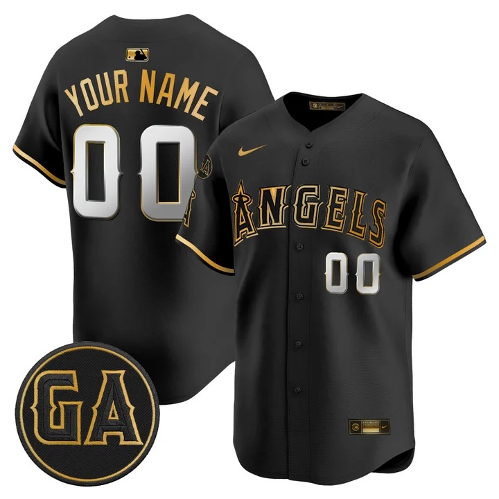 LOS ANGELES ANGELS 'GARRET ANDERSON TRIBUTE PATCH' VAPOR PREMIER LIMITED CUSTOM JERSEY BLACK GOLD