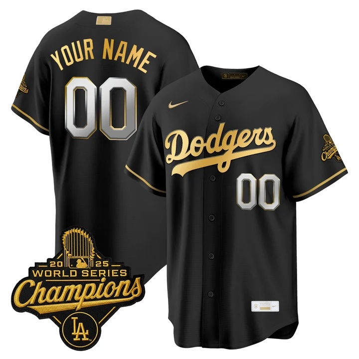LOS ANGELES DODGERS GOLD COLLECTION PREMIER LIMITED CUSTOM JERSEY BLACK GOLD