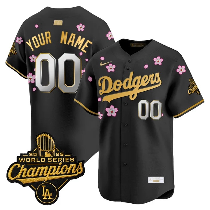 LOS ANGELES DODGERS TOKYO SERIES X GOLD COLLECTION VAPOR PREMIER LIMITED CUSTOM JERSEY BLACK GOLD