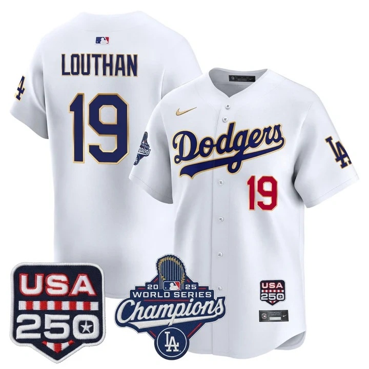 LOUTHAN #19 Los Angeles Dodgers White Jersey