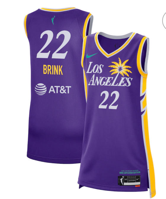 LOs ANGELES SPARKS 22 BRINK BASKETBALL JERSEY