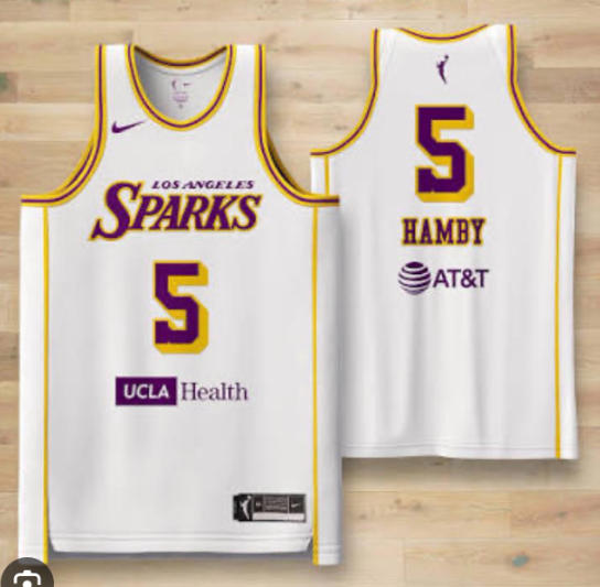 LOs ANGELES SPARKS 5 HAMBY BASKETBALL JERSEY