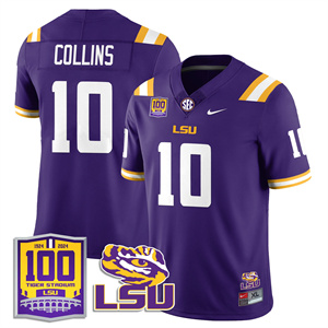 LSU Football 2024 Vapor Jersey - 100th Tigers Stadium - All Stitched #10 RICKIE COLLINS