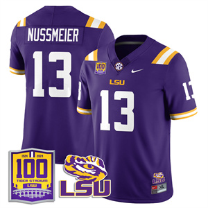 LSU Football 2024 Vapor Jersey - 100th Tigers Stadium - All Stitched #13 GARRETT NUSSMEIER