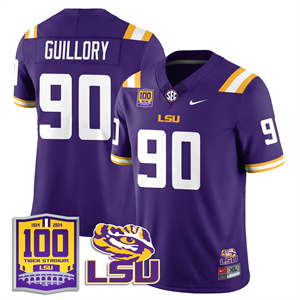 LSU Football 2024 Vapor Jersey - 100th Tigers Stadium - All Stitched #90 JACOBIAN GUILLORY