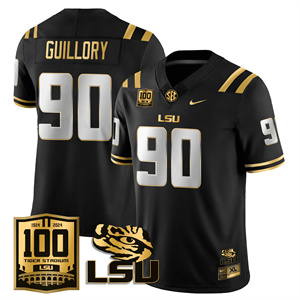 LSU Football 2024 Vapor Jersey - 100th Tigers Stadium - All Stitched  Blank  BLACK GOLD #90 JACOBIAN GUILLORY