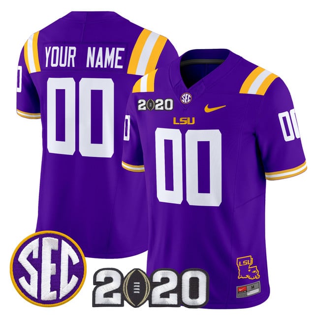 LSU Tigers 2020 National Champions Vapor Limited Custom Jersey