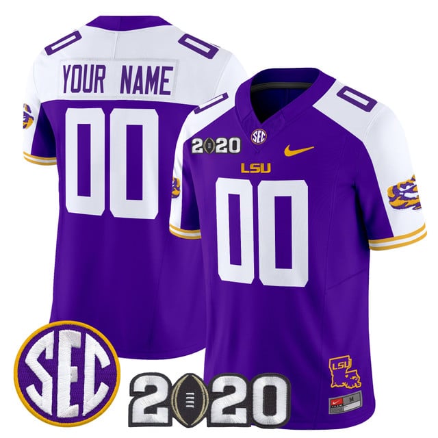 LSU Tigers 2020 National Champions Vapor Limited Custom Jersey purple
