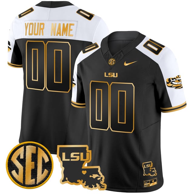LSU Tigers 2025 Louisiana Patch Gold Vapor Limited Custom Jersey alternate