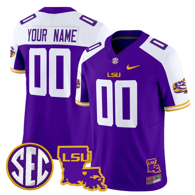 LSU Tigers 2025 Louisiana Patch Vapor Limited Custom Jersey