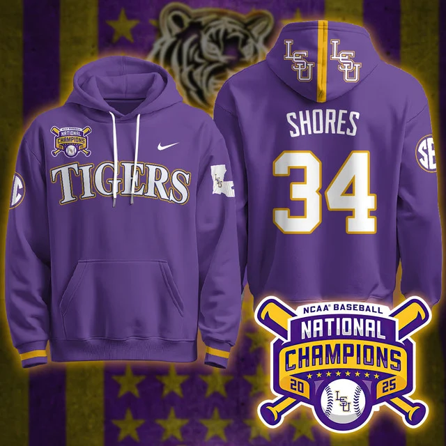LSU Tigers 2025 World Series Champions Limited Hoodie PURPLE#CHASE SHORES