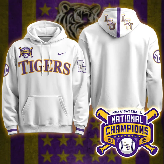 LSU Tigers 2025 World Series Champions Limited Hoodie WHITE BLANK