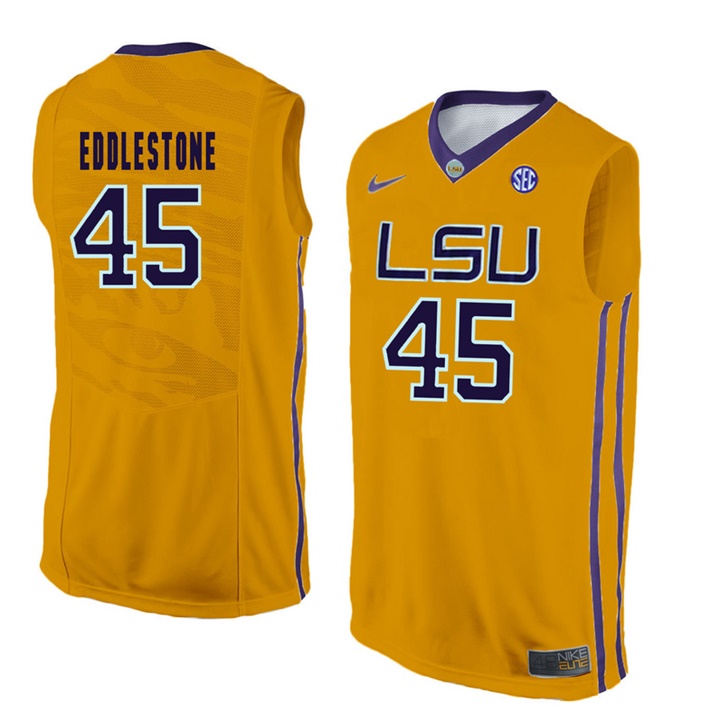 LSU Tigers Gold Brandon Eddlestone NCAA Basketball Jersey