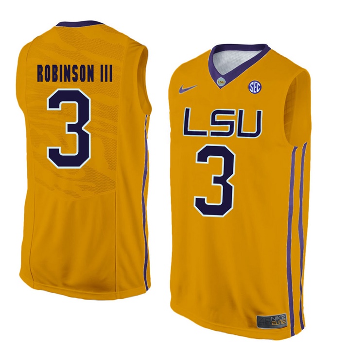 LSU Tigers Gold Elbert Robinson III NCAA Basketball Jersey