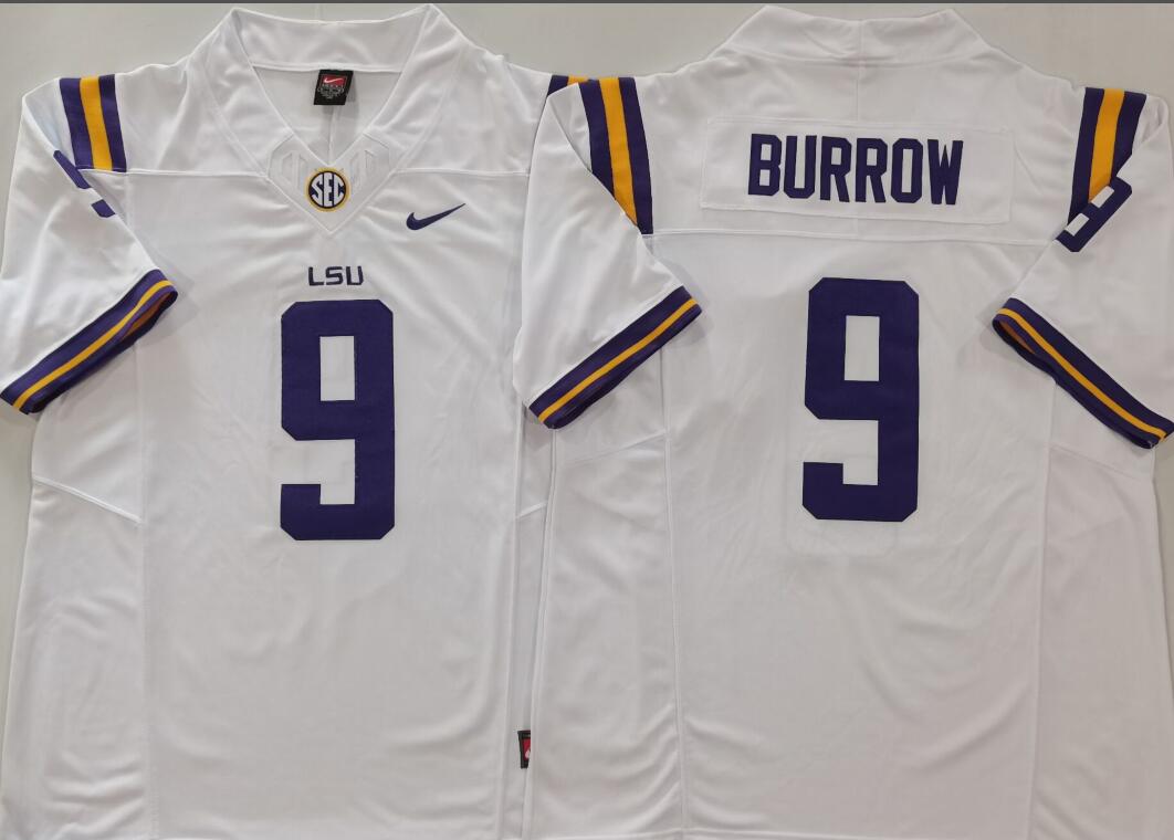 LSU Tigers White #9 BURROW Jersey