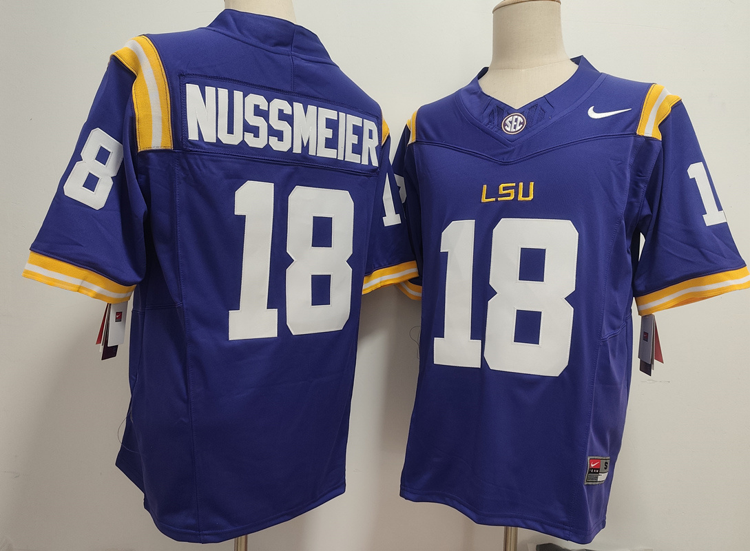 LSU Tigers purple #18 Garrett Nussmeier