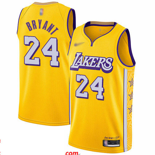 Lakers #24 Kobe Bryant Gold Basketball Swingman City Edition 2019 20 Jersey