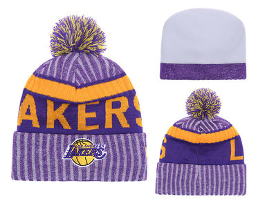 Lakers Team Logo Purple Knit Hat YD