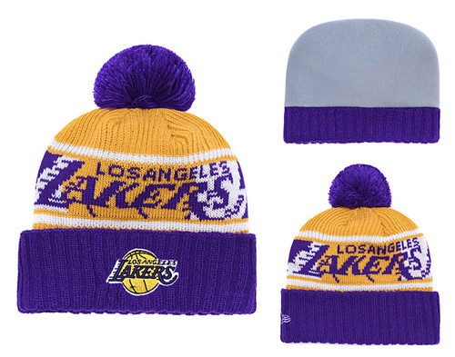 Lakers Team Logo Purple Knit Hat YD