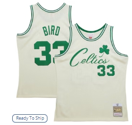 Larry Bird Boston Celtics Mitchell & Ness Chainstitch Swingman Jersey - Cream