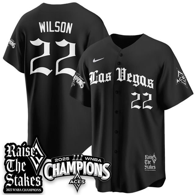 Las Vegas Aces 2025 WNBA Championship Baseball Jersey #22 A'ja Wilson