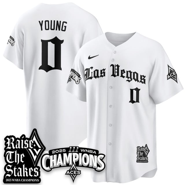 Las Vegas Aces 2025 WNBA Championship Baseball Jersey white #0 Jackie Young