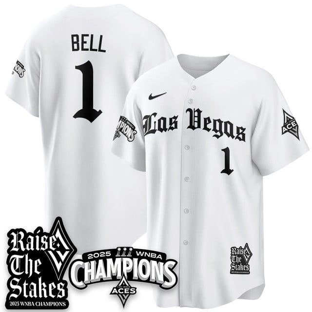 Las Vegas Aces 2025 WNBA Championship Baseball Jersey white #1 Kierstan Bell