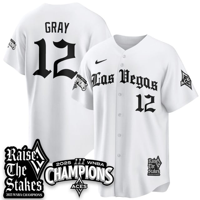 Las Vegas Aces 2025 WNBA Championship Baseball Jersey white #12 Chelsea Gray