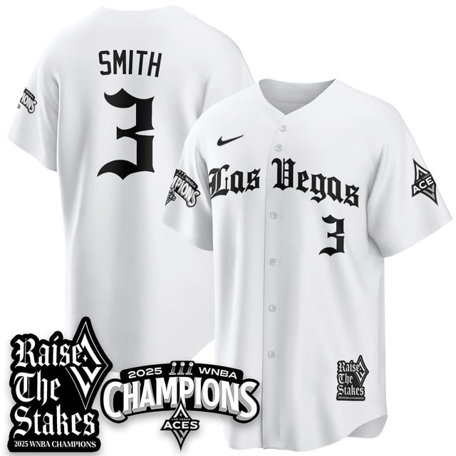 Las Vegas Aces 2025 WNBA Championship Baseball Jersey white #3 Nalyssa Smith