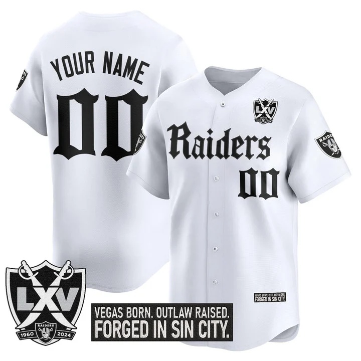 Las Vegas Raiders 'Gothic Sin City Shadows Edition' Vapor Baseball Custom Jersey white
