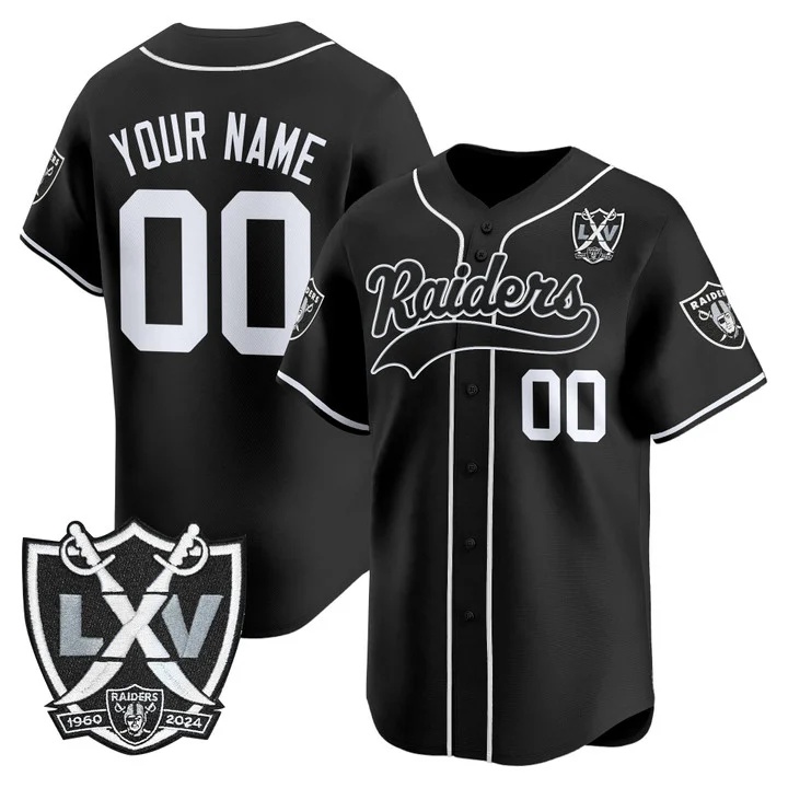 Las Vegas Raiders 65th Anniversary Patch Vapor Baseball Custom Jersey