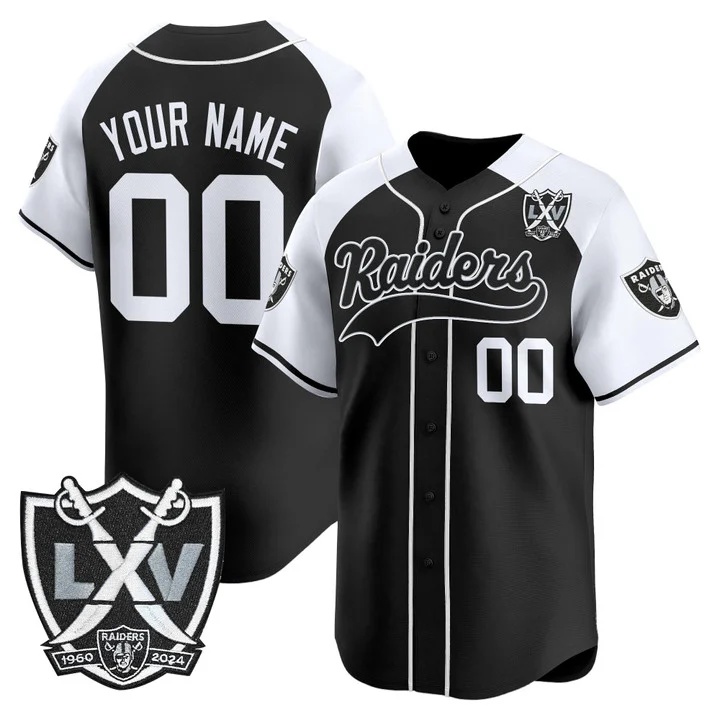Las Vegas Raiders 65th Anniversary Patch Vapor Baseball Custom Jersey alternate