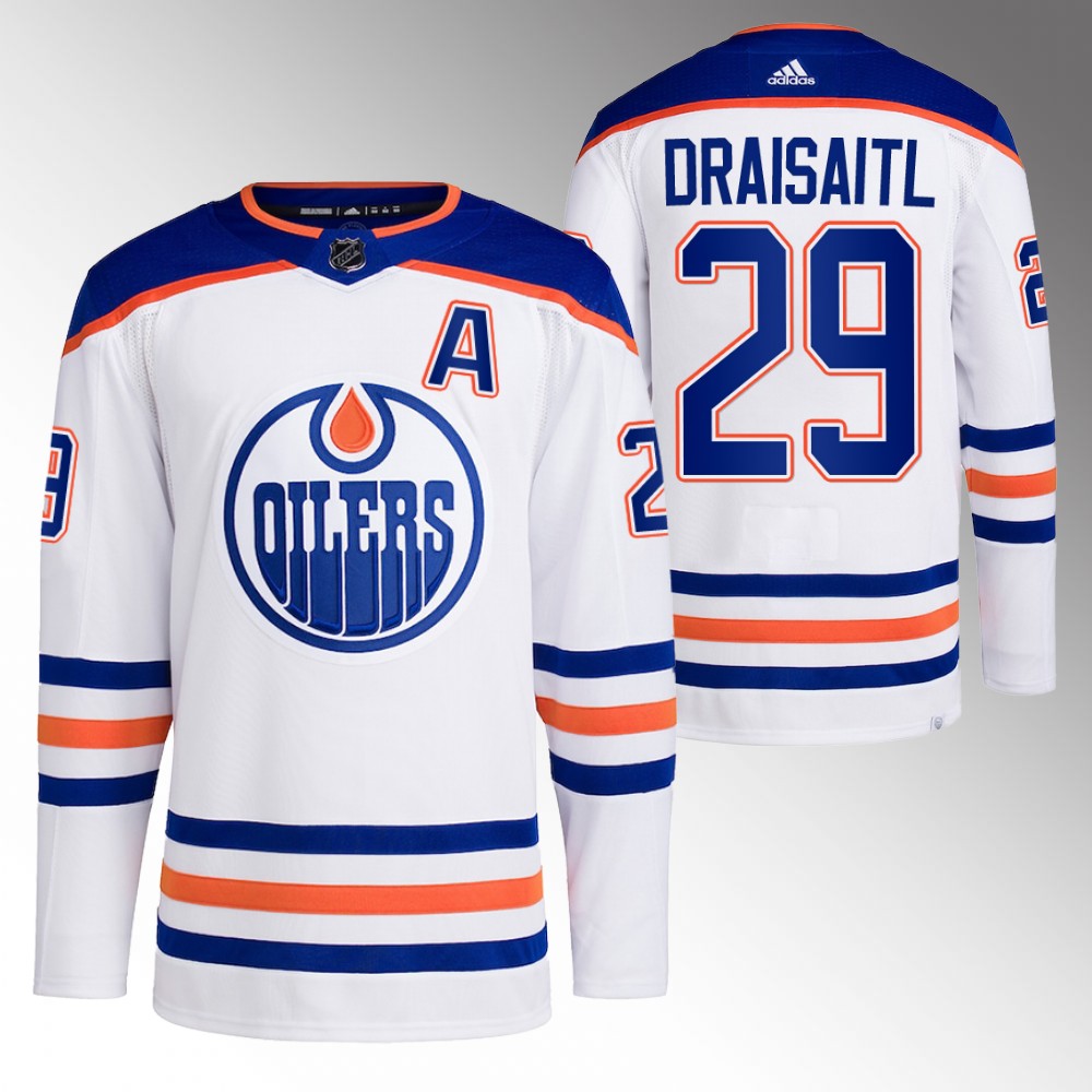 Leon Draisaitl 2022-23 Edmonton Oilers White Primegreen Authentic Away Jersey