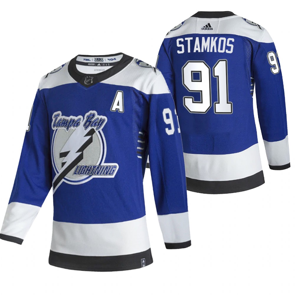 Lightning 2021 Reverse Retro #91 Steven Stamkos Blue Jersey Authentic