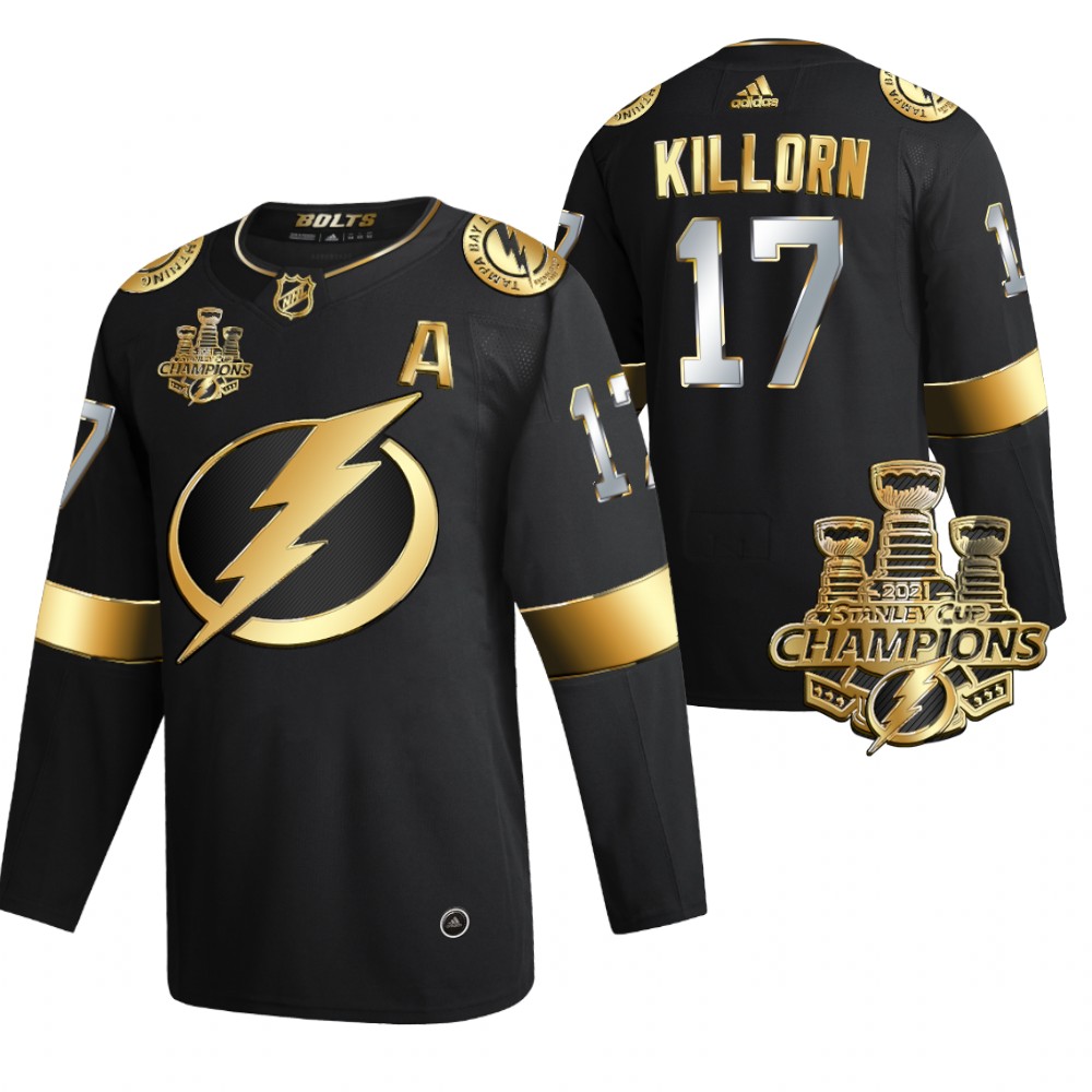 Lightning 3x Stanley Cup Champions Alex Killorn Black Golden Authentic Jersey