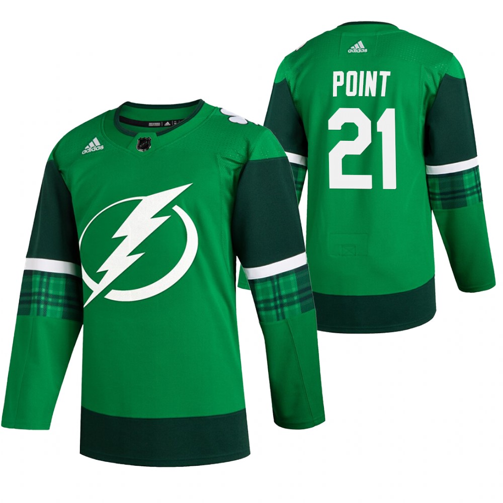 Lightning Brayden Point 2020 St. Patrick's Day Green #21 Jersey Authentic Player