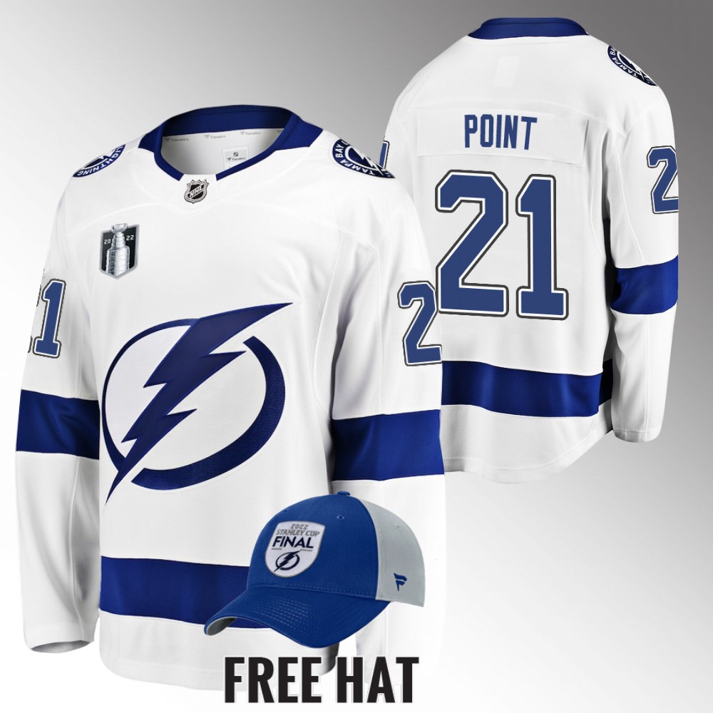 Lightning Brayden Point 2022 Stanley Cup Final White Jersey Away