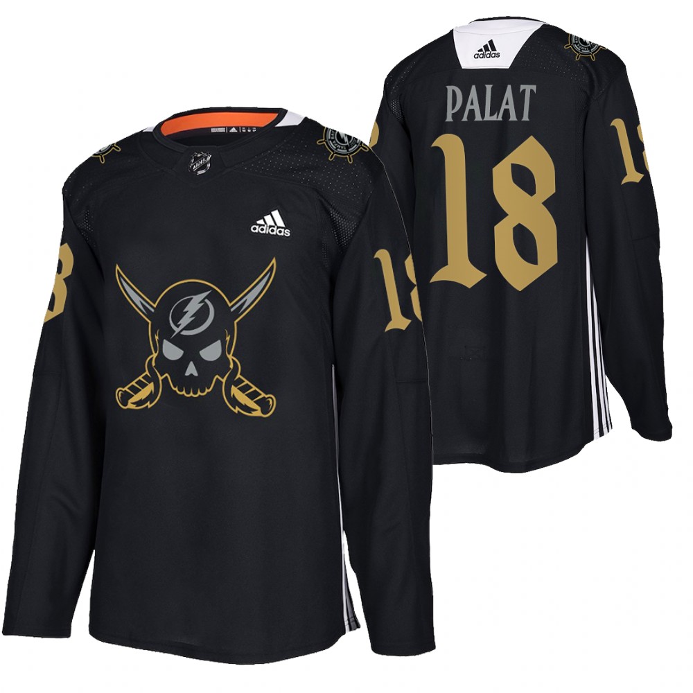 Lightning Ondrej Palat 2022 Gasparilla inspired Black Pirate-themed Warmup Jersey