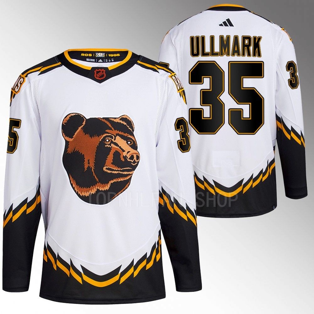 Linus Ullmark 2022 Boston Bruins White Reverse Retro 2.0 Authentic Primegreen Jersey Stitched