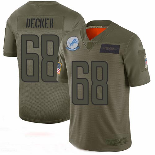 Lions #68 Taylor Decker Camo Men's Stitched Football Limited 2019 Salute To Service Jersey