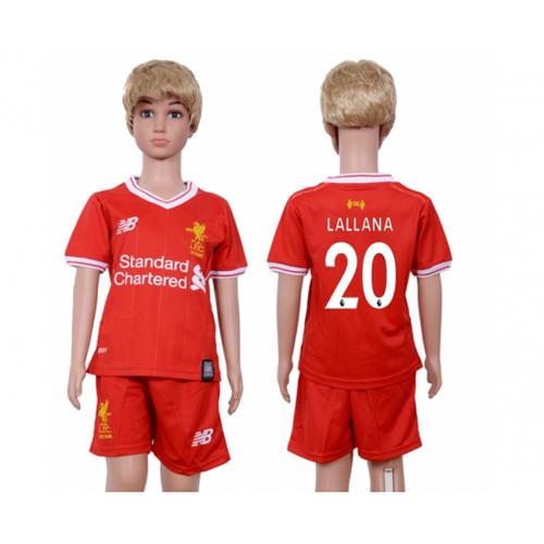 Liverpool #20 Lallana Red Home Kid Soccer Club Jersey