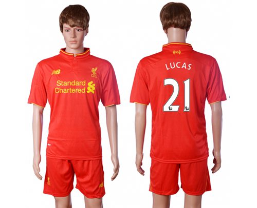 Liverpool #21 Lucas Red Home Soccer Club Jersey