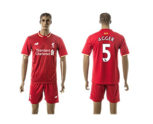 Liverpool #5 Agger Red Home Soccer Club Jersey
