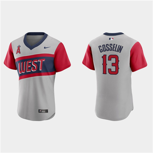 Los Angeles Angels #13 Phil Gosselin Men's Nike Gray 2021 Little League Classic Authentic MLB Jersey