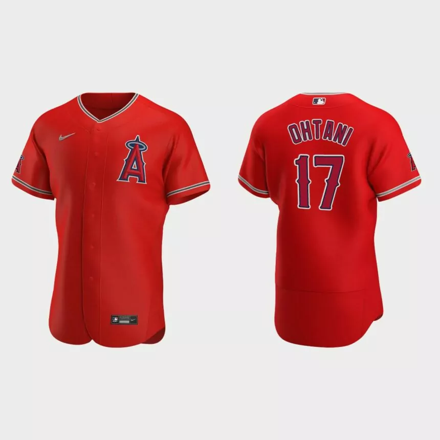 Los Angeles Angels #17 Shohei Ohtani 2020 Alternate Authentic Team Logo Jersey – Red