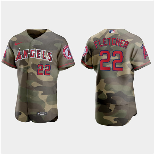Los Angeles Angels #22 David Fletcher Men's Nike 2021 Armed Forces Day Authentic MLB Jersey -Camo