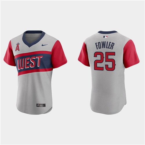 Los Angeles Angels #25 Dexter Fowler Men's Nike Gray 2021 Little League Classic Authentic MLB Jersey