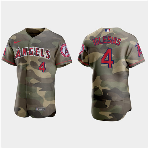 Los Angeles Angels #4 Jose Iglesias Men's Nike 2021 Armed Forces Day Authentic MLB Jersey -Camo