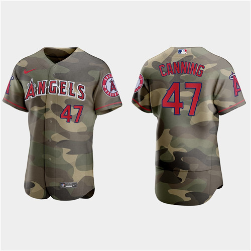 Los Angeles Angels #47 Griffin Canning Men's Nike 2021 Armed Forces Day Authentic MLB Jersey -Camo